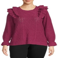 Terra & Sky ženski Plus Size džemper s volanima, srednje težine