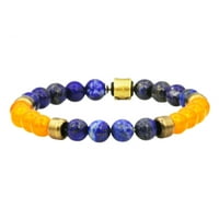 Arista pravi Lapis Lazuli i muška narukvica od narandžastih Karneola od pozlaćenog nerđajućeg čelika, 8