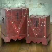 Set drvene kutije za blago, ukrasnog sanduka za blago starog stila sa zaključavanjem