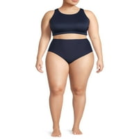 Društveni anđeo ženski Plus Size rebrasti Crop Bikini Kupaći Top