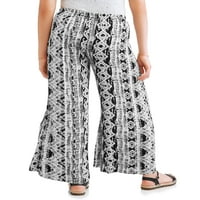 No Boundaries ' printed wrap soft pants w drawstring