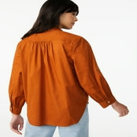 Besplatno sklapanje žensko dugme - prednja bluza sa Bluzonskim rukavima