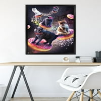 James Booker - Galaxy Space Mačke Jahanje krofne Zidni poster, 22.375 34 Uramljeno