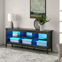 TV stalak za TV, drveni TV ormar za TV sa plavim LED svjetlom & Cubby za dnevni boravak spavaća soba, Crna