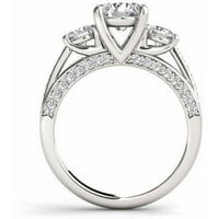 1-karatni T. W. dijamant zaručnički prsten od tri kamena od 14kt bijelog zlata