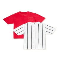 Wonder Nation Boys Print i čvrste kratke rukave majice, veličine 4 - & Husky