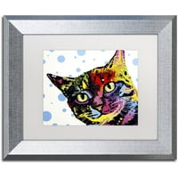Zaštitni znak Likovna umjetnost Pop mačka umjetnost na platnu Dean Russo, bijeli mat, srebrni okvir