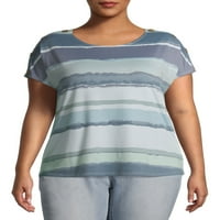 Tru self ženska Plus Size Stripe Dolman majica sa ramenom na dugme