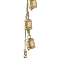 DecMode tibetanski inspirisan zlatnim metalnim cilindričnim ukrasnim zvonom sa užetom za vješanje Jute