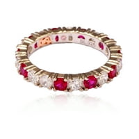 Adina & Co . Sterling Silver Kubni Cirkonij Ruby Red Naizmenično Eternity Band