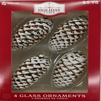 Holiday Time Count Pine Cones Glass Božić Ukrasi,, Boxed Glass, Bakar
