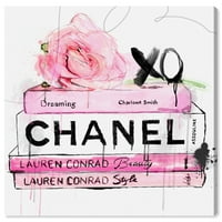 Runway Avenue Fashion and Glam Wall Art Canvas Prints 'Dripping Rose Books' Books-Pink, White