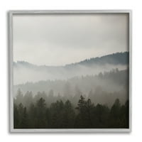 Stupell Industries sunčevi zraci kroz maglu preko šumskih planinskih brda fotografija siva uokvirena Umjetnost