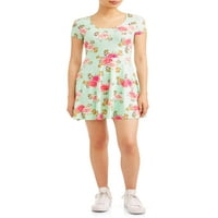 No Bounties Junior's floral printed open back cap sleeve skater dress