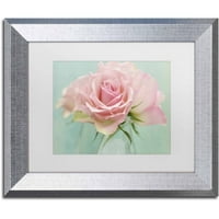 Zaštitni znak likovne umjetnosti' Pink Roses ' platno Art Od Cora Niele, bijeli mat, srebrni okvir