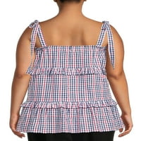 Romantični ciganski ženski Plus Size slojeviti Tie Tank Top