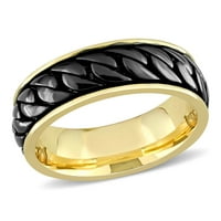 Miabella muški prsten od žutog zlata i Crnog rutenijuma sa bljeskalicom od Sterling srebra