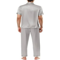 Unique Bargains muški kratki rukavi satenski kompleti pidžame Sleepwear Nightwear Set