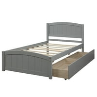 Aukfa krevet sa dvostrukom platformom, drveni okvir sa uzglavljem i fiokama za dečiju sobu, siva