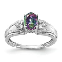 14k bijelo zlato AA Real Diamond & Mystic Fire Topaz Ring