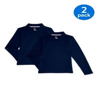 Wonder Nation Djevojke Plus Školska Uniforma Dugi Rukavi Interlock Polo Majica, Value Bundle, Veličine 10-16
