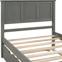 Aukfa krevet na drvenu platformu dvostruke veličine za djecu, izdržljiv okvir sa uzglavljem i podnožjem,