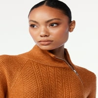 Scoop ženski džemper sa patentnim zatvaračem