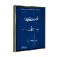Stupell Industries detaljno opisao američki plan aviona grafička Umjetnost sjaj sive plutajuće uokvirene