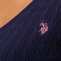 Polo Assn. Ženski Mini kabelski V-izrez lagani džemper