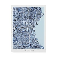 Zaštitni znak likovne umjetnosti 'Milwaukee Wisconsin Mapa Grada plava' Umjetnost platna Michaela Tompsetta