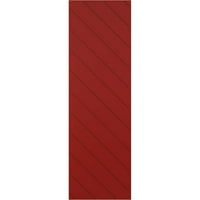 Ekena Millwork 15 W 59 H True Fit PVC dijagonalna letvica modernog stila fiksne kapke za montiranje, Vatro Crvena