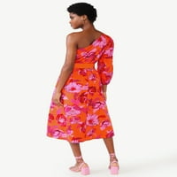 Scoop ženska Poplin Midi haljina na jedno rame, veličine XS-XXL