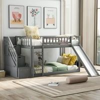 Dečiji drveni krevet na sprat, Aukfa moderni dvokrevetni krevet na sprat sa toboganom i merdevinama za spavaću