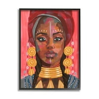Stupell Industries afrički ženski portret sa zlatnim dizajnom nakita Annie Warren