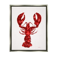 Stupell Industries Red Lobster Marine Paint Speckled akvarel Painting Luster Grey Floating Framered Canvas