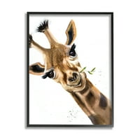 Stupell Industries Sretna žirafa koja jede lišće životinje sa dugim vratom, 30, dizajnirao Olg Shefranov