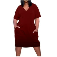 Fnochy Maxi haljine za žene čišćenje ljetne suknje plus veličina haljina za V izrez casual sandresses džepni