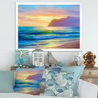 Designart 'Sunrise Glow On the Sea Waves IV' Nautical & Coastal Framed Art Print