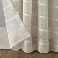 Čist prozor Twill Stripe Stripe nepravilna posteljina Sheer Panel zavjesa, 52 x63