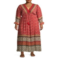 Romantična Ciganska ženska Maxi haljina s rukavom za heklanje s izrezom Plus Size