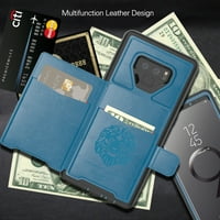 : Kona Vegan Koža Folio Novčanik Slučaj & Selfie Stick Mini Stativ 2. za Samsung Galaxy Note-postolje za
