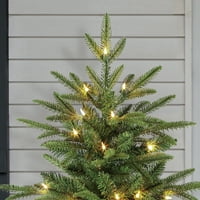 Vrijeme za odmor unaprijed osvijetljeno božićno drvo u pocinčanom loncu, čista svjetla, 4'